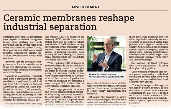 May 22, 2025 NGK: Ceramic membranes reshape industrial separation(The Financial Times)