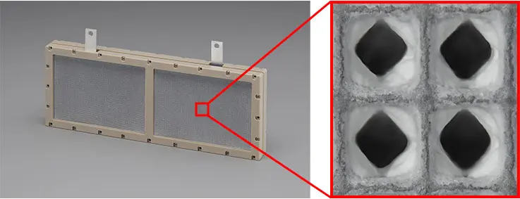 Enlarged view of the humidity control device